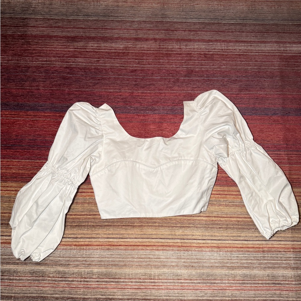 KOURT White Puff Sleeve Top